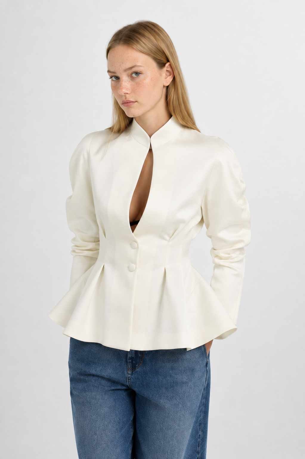 Blazer Peplum Cuello en V