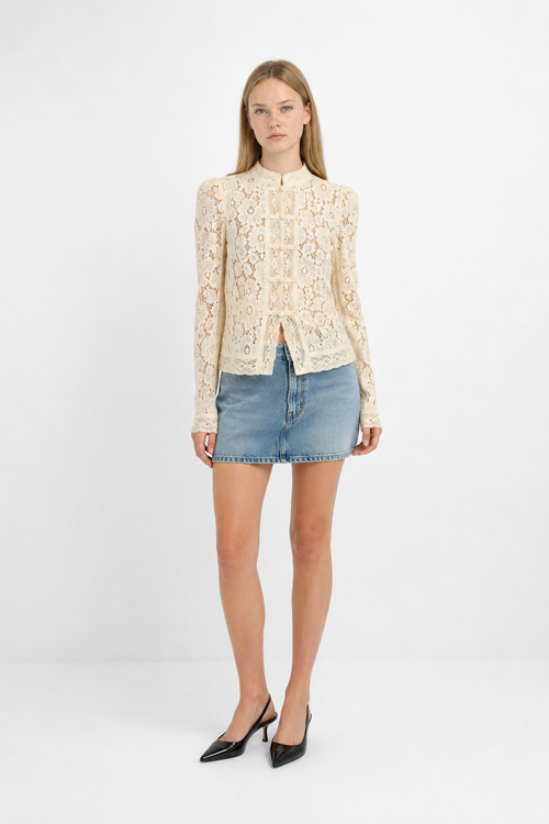 Blusa Encaje Vintage Bordada