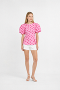 Blusa Lunares Mangas Abullonadas y Volantes