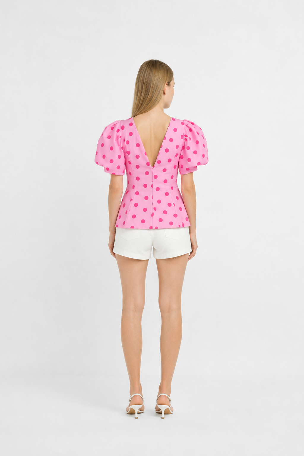 Blusa Lunares Mangas Abullonadas y Volantes