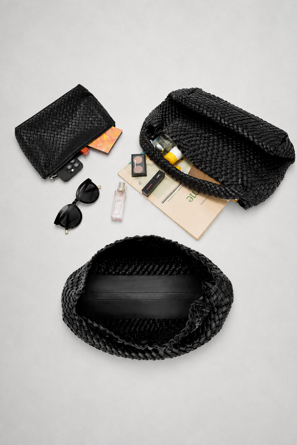 Bolso Tote Trenzado con Neceser a Juego