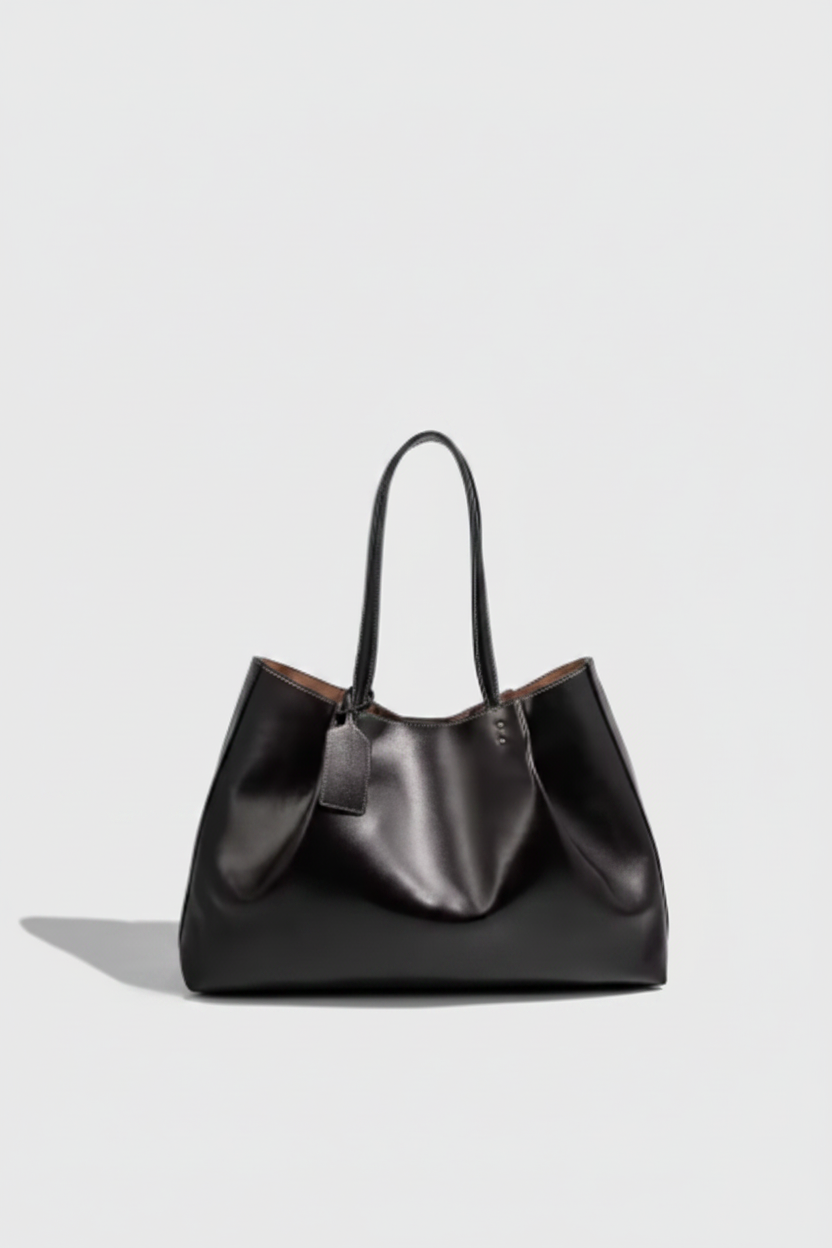 Bolso tote grande fruncido de piel sintética