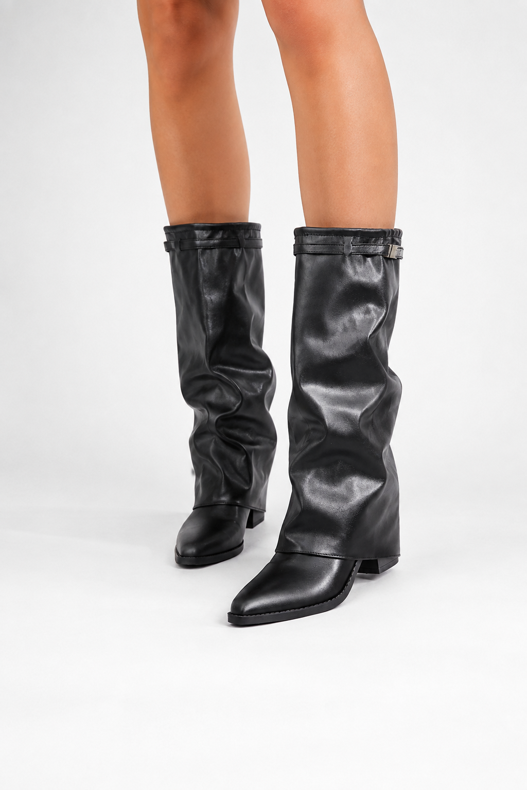 Botas Altas Plegables de Tacón Cuadrado