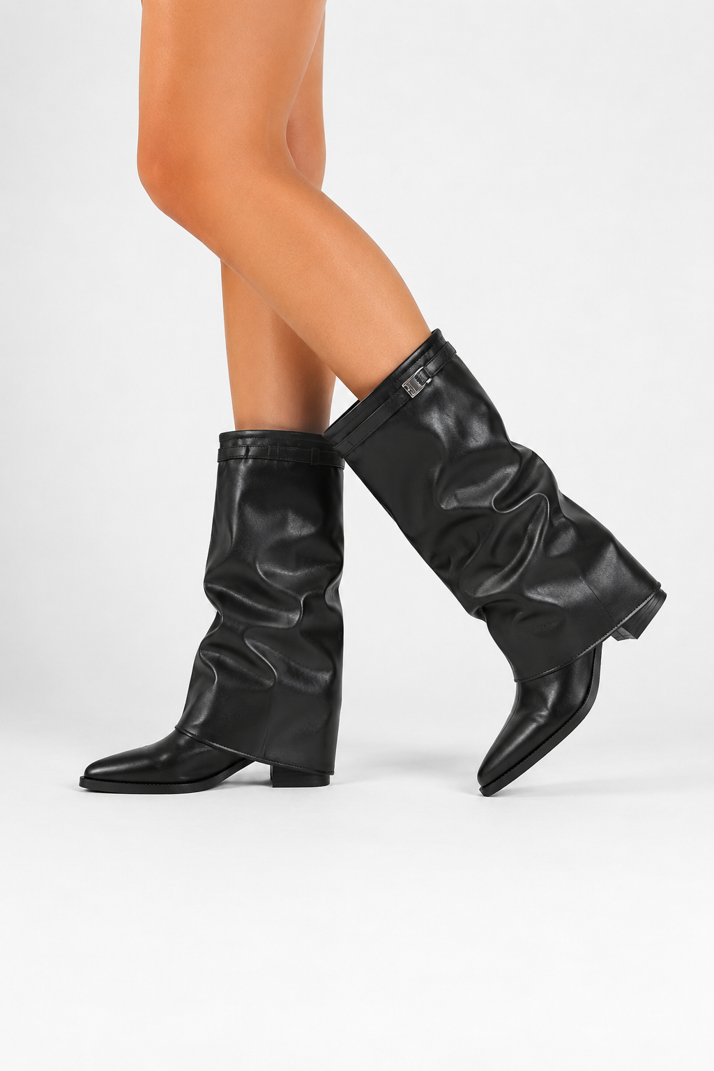 Botas Altas Plegables de Tacón Cuadrado