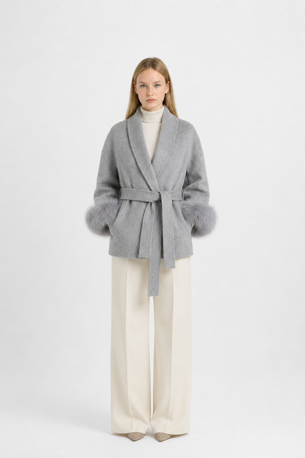Chaqueta Cárdigan de Lana con Cinturón