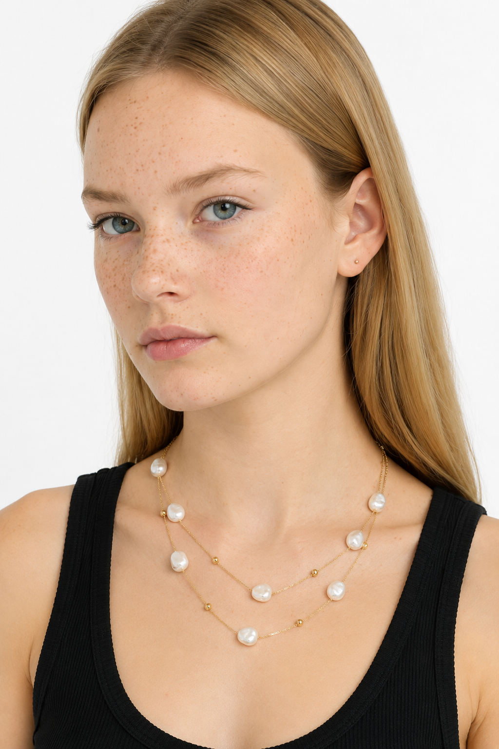 Collar Doble Capa de Perlas Grandes
