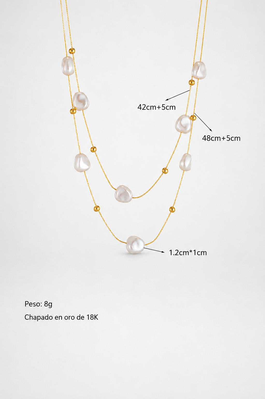 Collar Doble Capa de Perlas Grandes