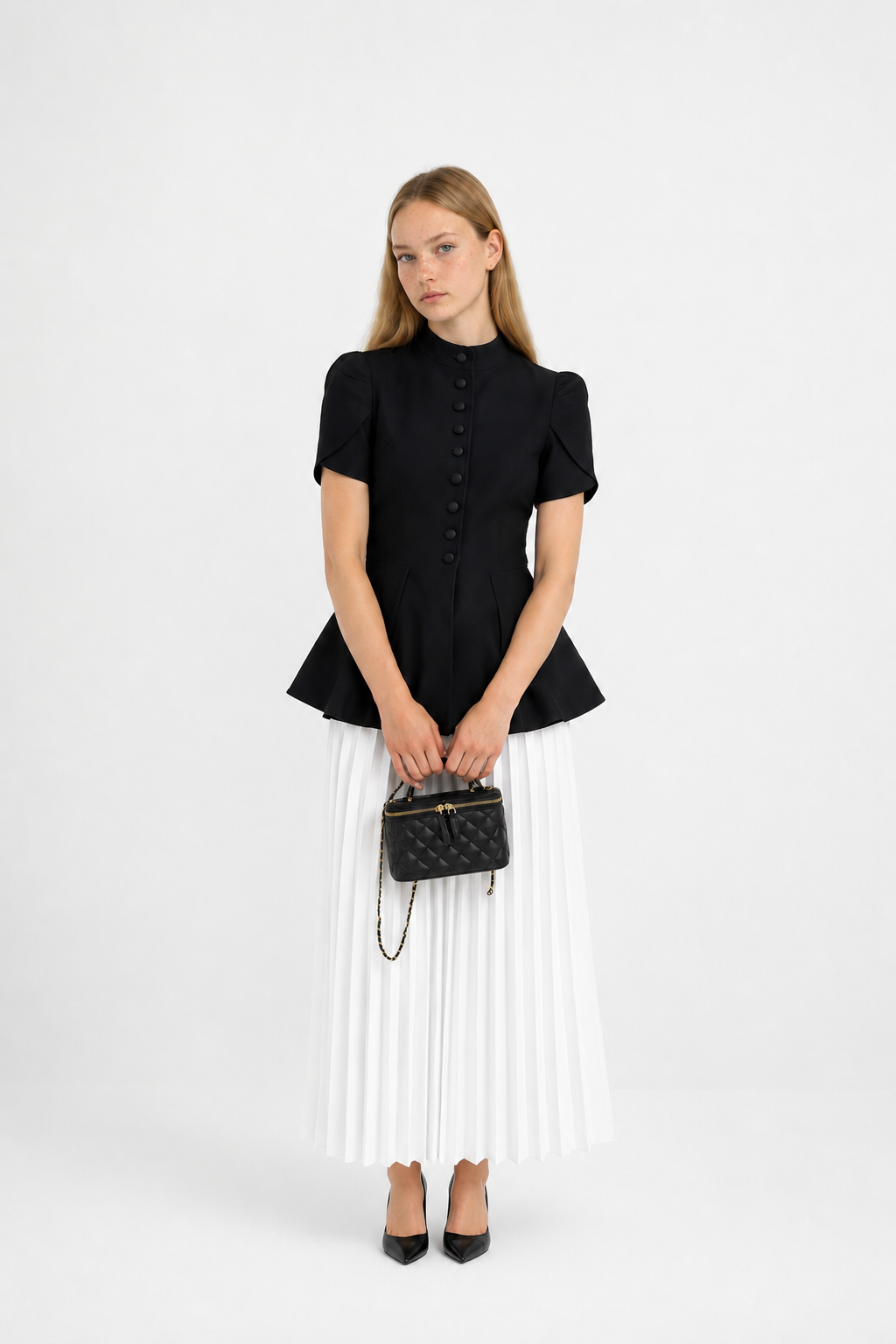 Conjunto Falda Midi Plisada y Top Manga Corta