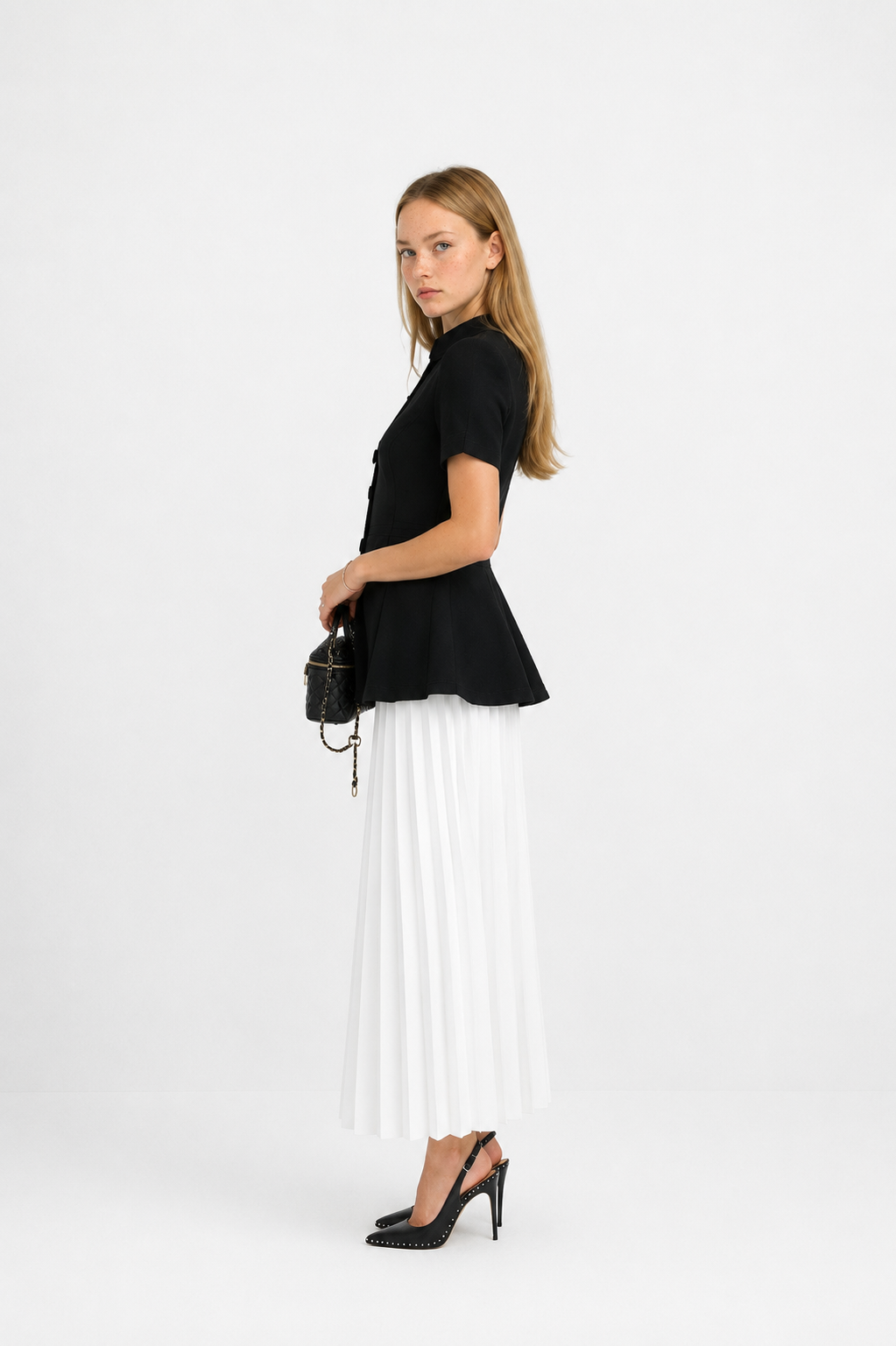 Conjunto Falda Midi Plisada y Top Manga Corta