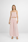 Conjunto encaje floral transparente rosa