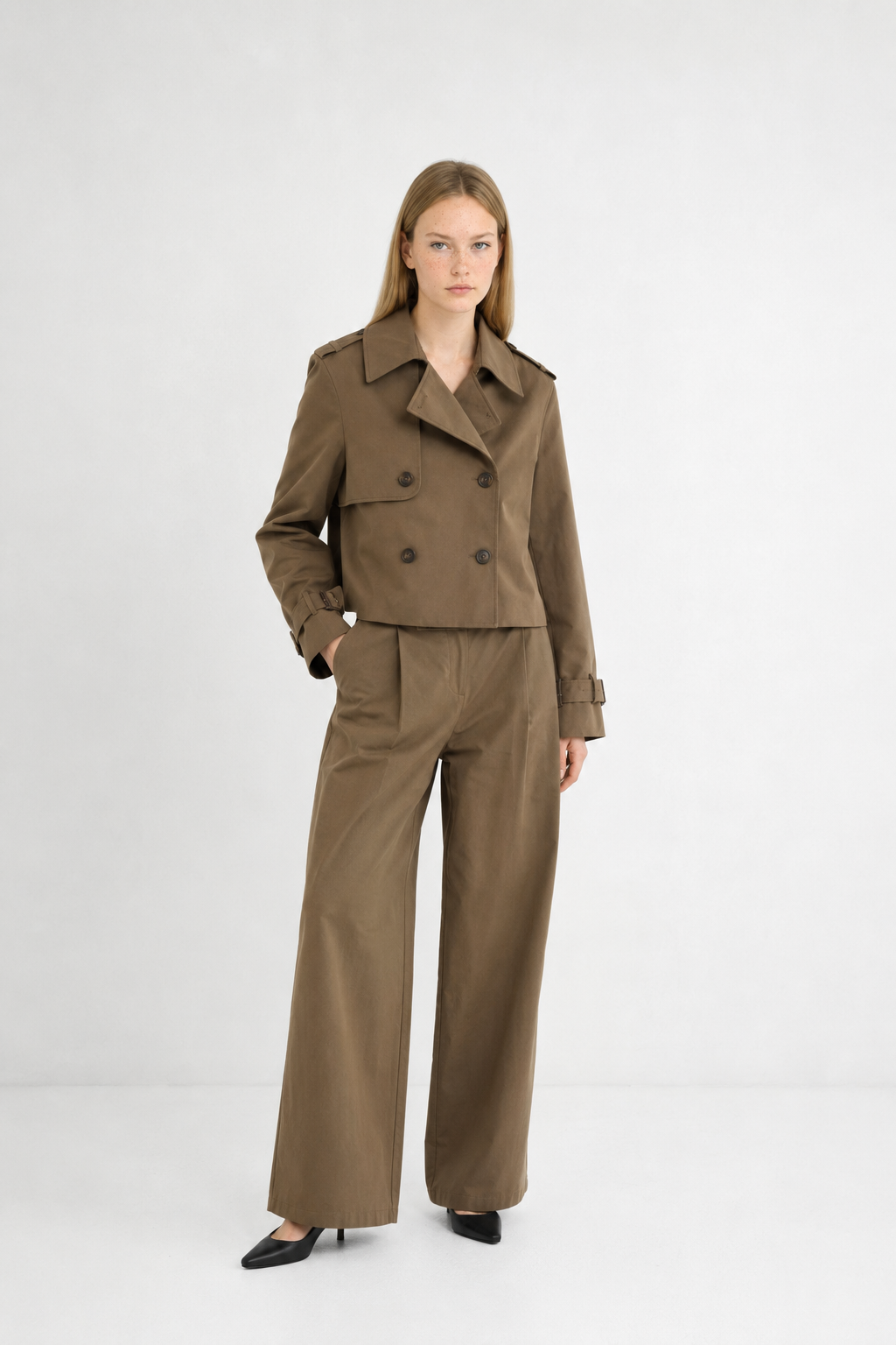 Gabardina cruzada doble botonadura