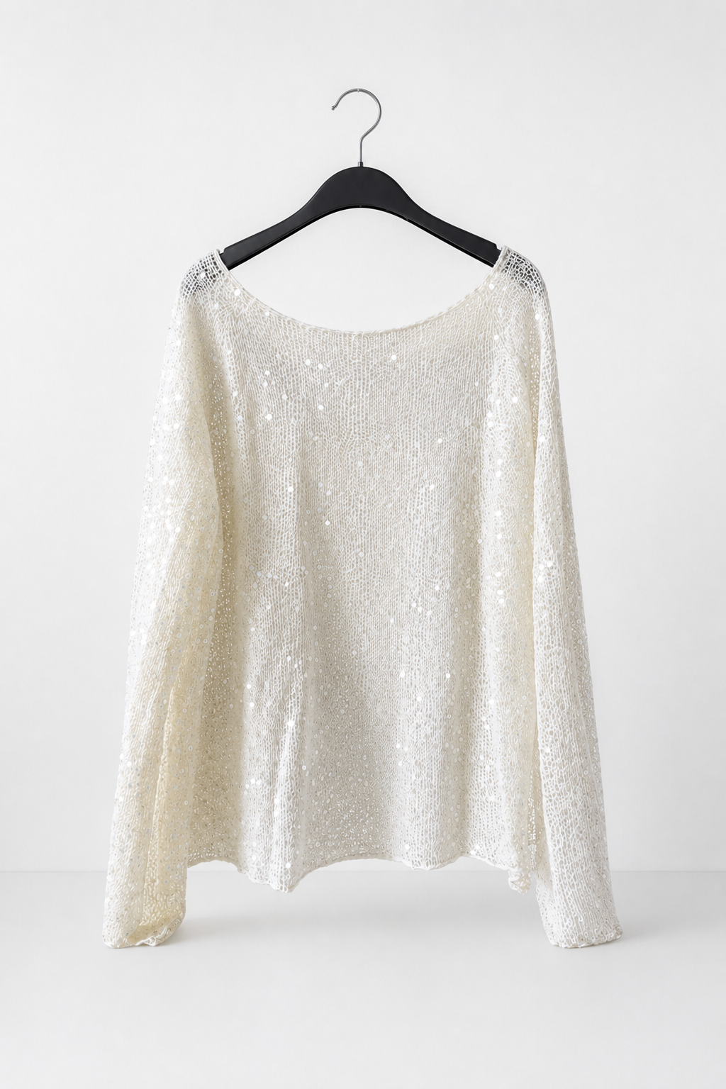 Jersey de Punto Calado con Lentejuelas Brillante