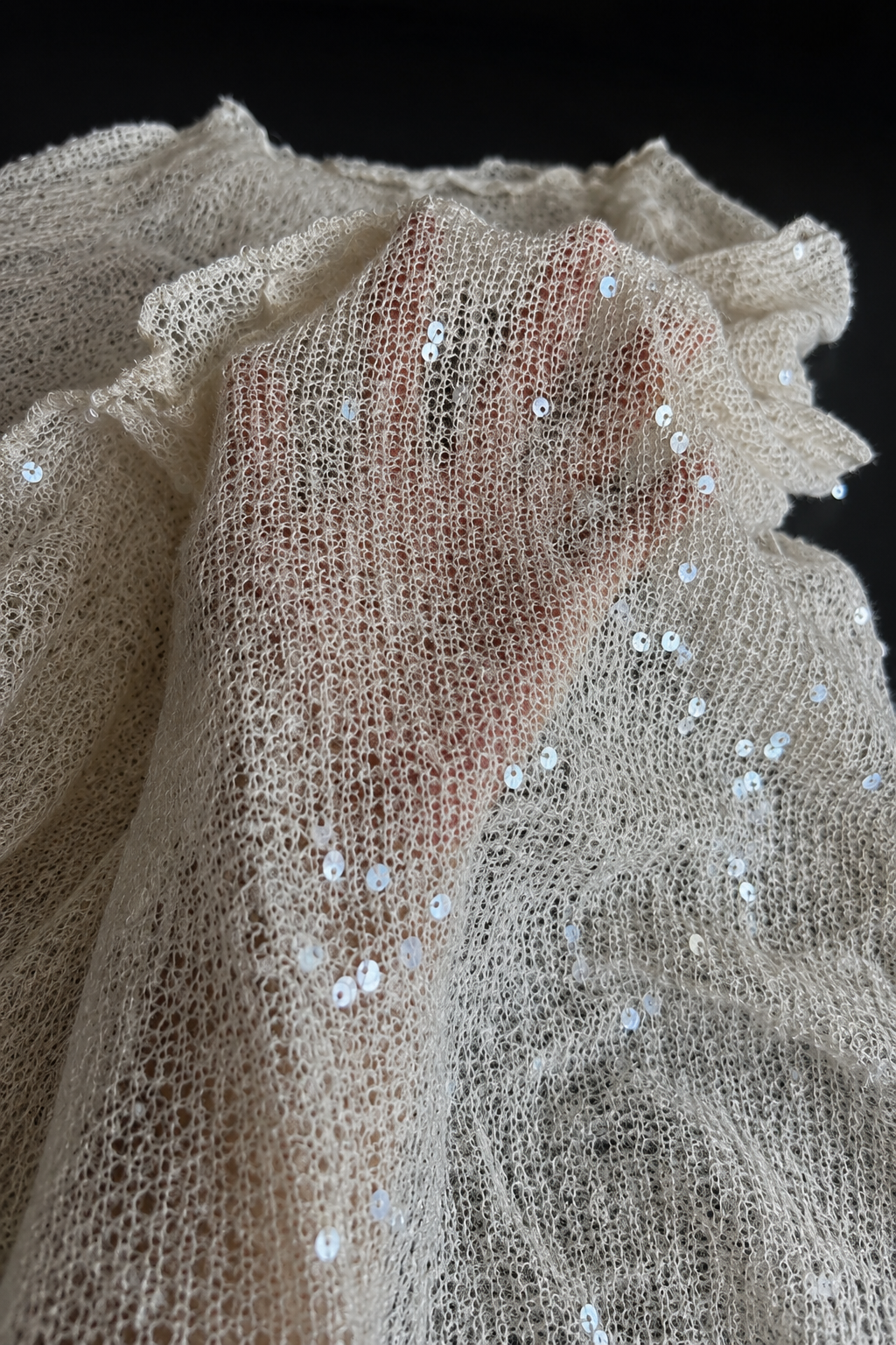 Jersey de Punto Calado con Lentejuelas Brillante