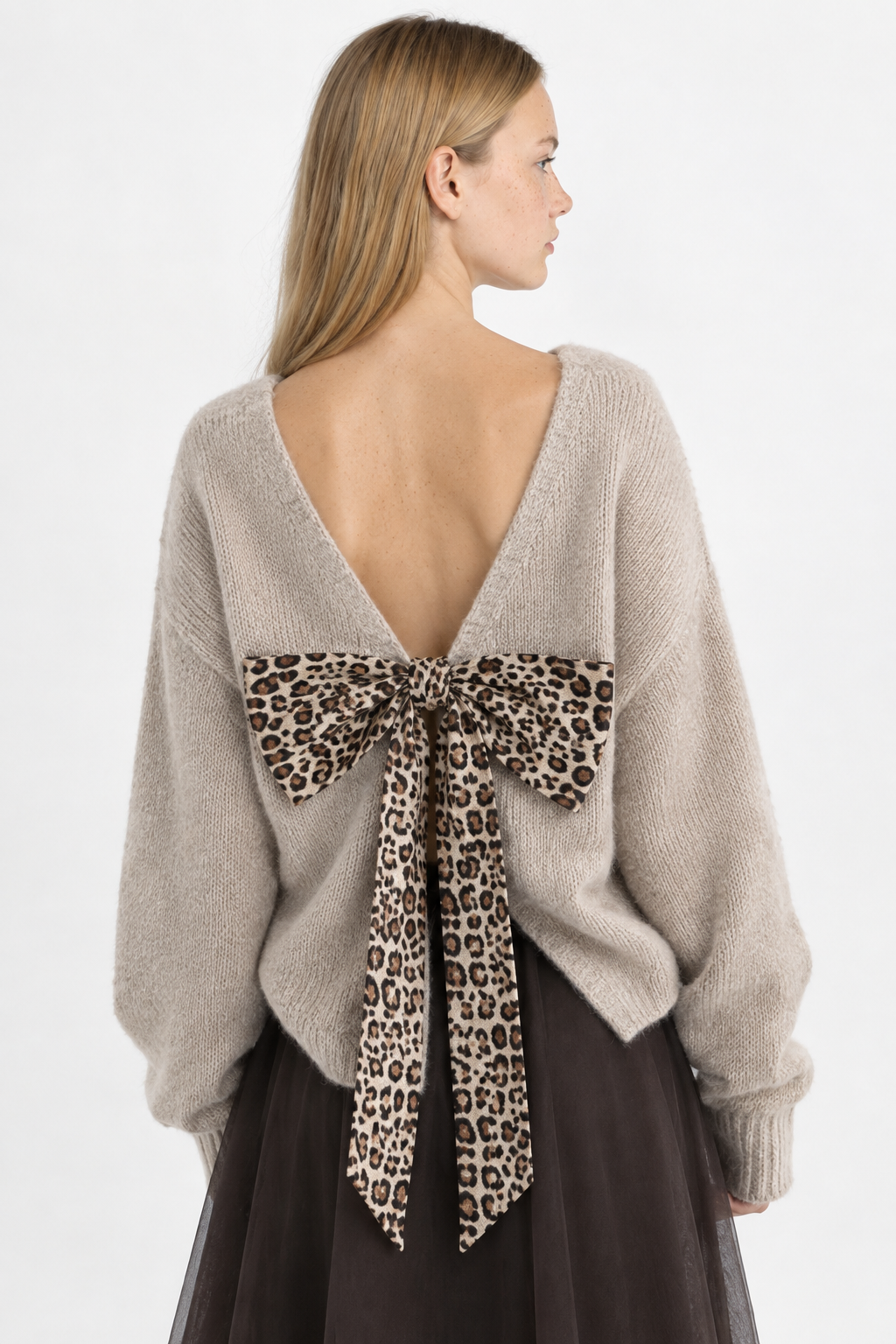 Jersey de Punto con Lazo y Espalda Descubierta