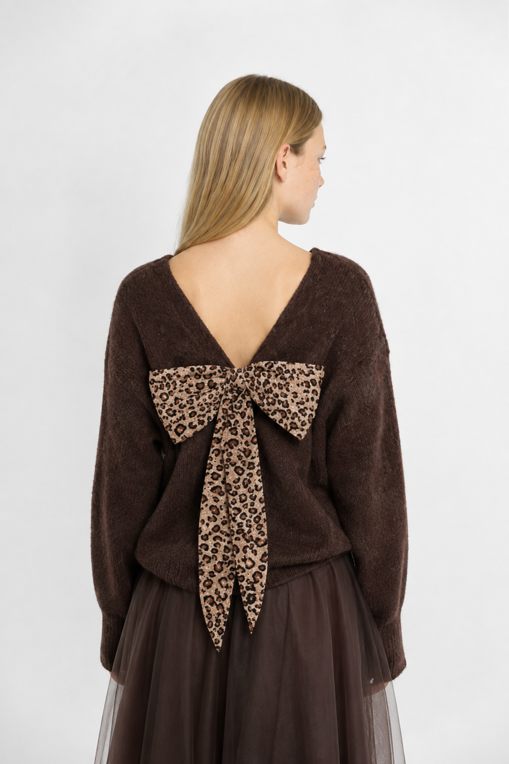 Jersey de Punto con Lazo y Espalda Descubierta