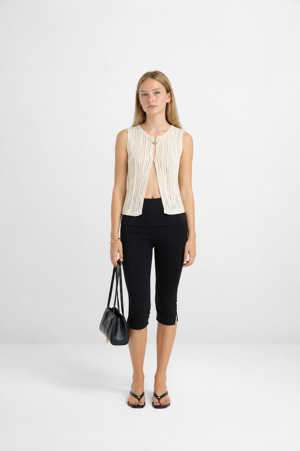 Pantalón Capri Ajustado Cintura Baja