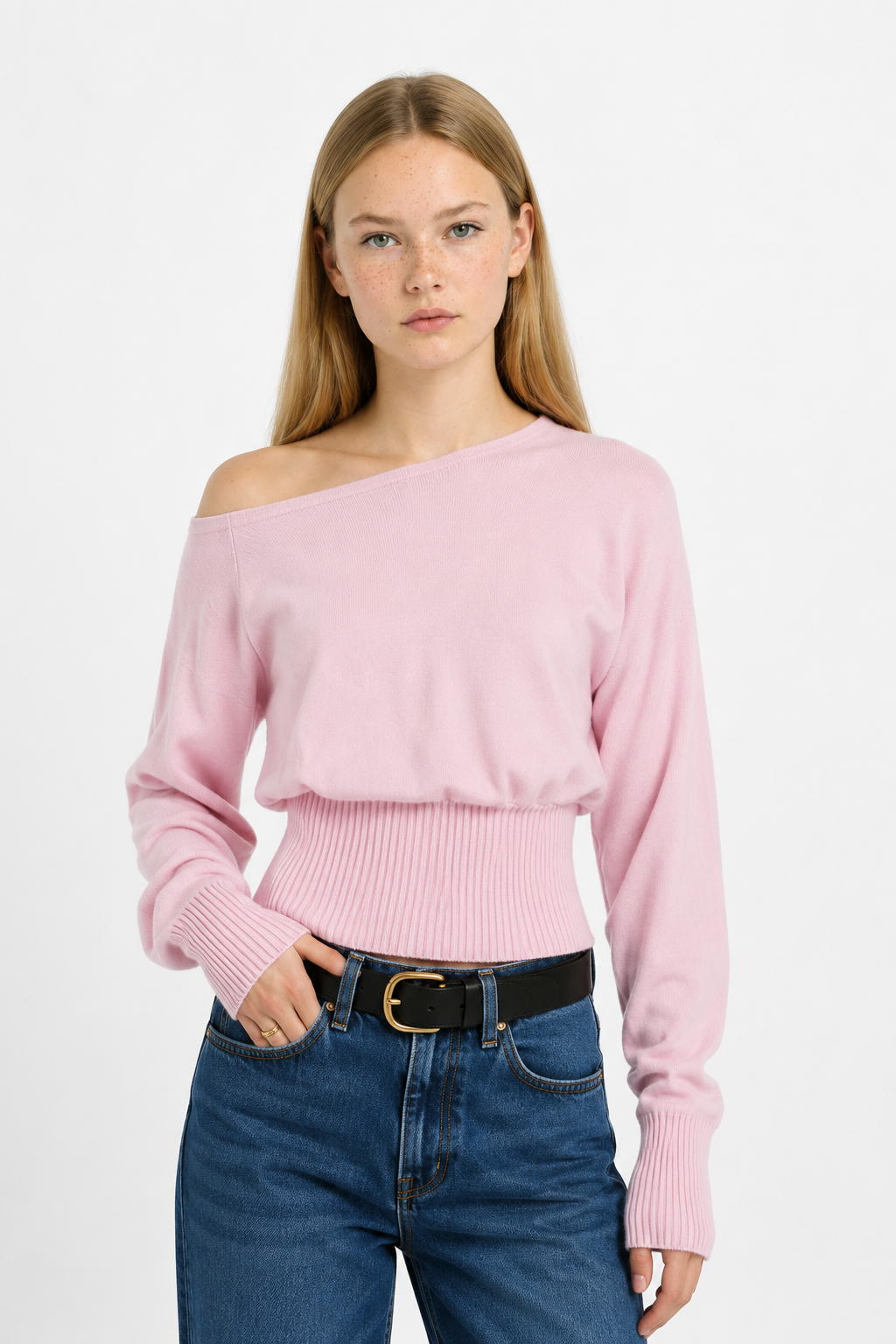 Sueter Mujer Hombros Descubiertos Cuello Oblicuo