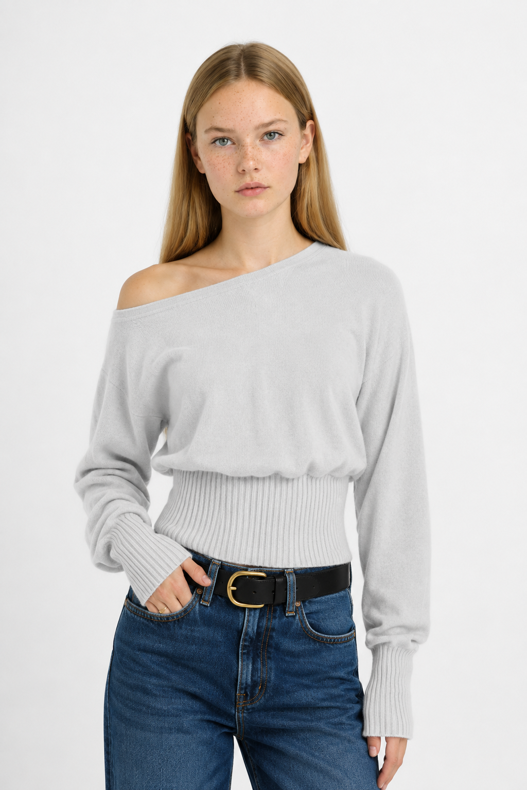 Sueter Mujer Hombros Descubiertos Cuello Oblicuo