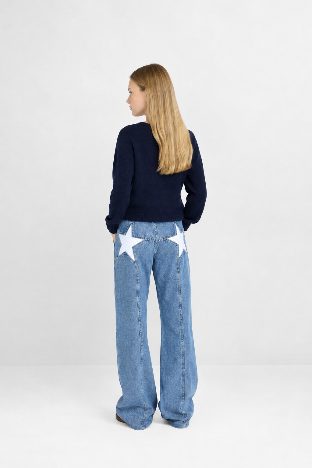 Vaqueros Anchos con Estampado de Estrellas
