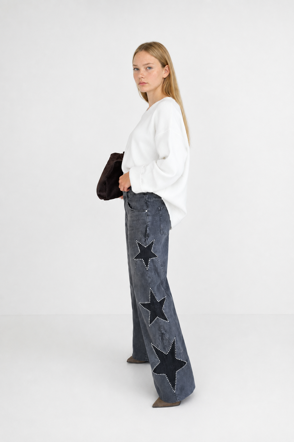 Vaqueros de cintura alta con estampado de estrellas