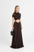 Vestido Ceñido Cuello Redondo Manga Corta