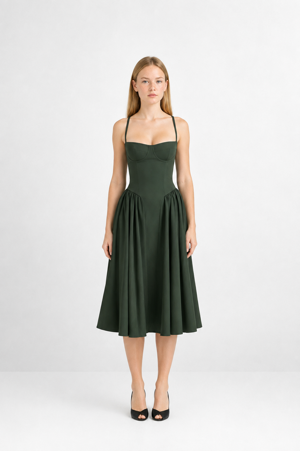 Vestido Midi Corsé Cintura Alta